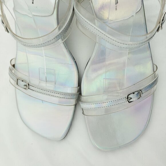 VTG Y2K Clear/Holographic Silver Lucite Slip-On Sandals No Boundaries 8.5 - Picture 2 of 12